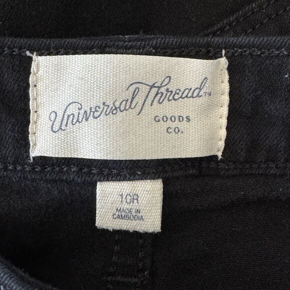 Universal Thread SZ 10R Jean Shorts High-Rise Midi Frayed Hems Stretch Black - Picture 5 of 6